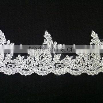 2015 new white corded bridal mesh lace design