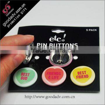 Hot selling Made in China tin button badge / metal badge / pin badge