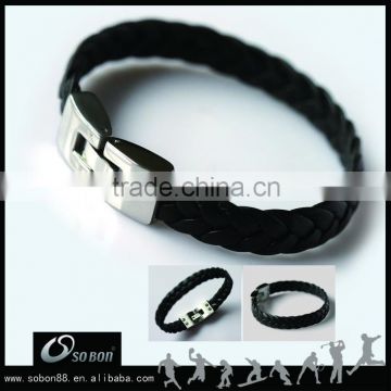 three ropes mens braided leather bracelet wholesale