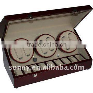 High gloss cherry finish wooden Triple Watch Winder