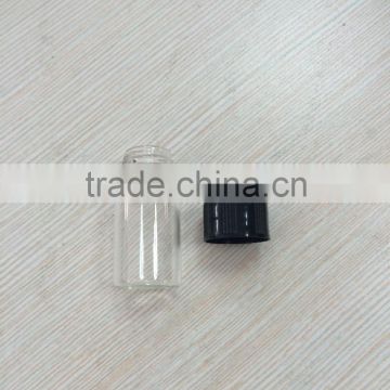 2ml transparent color tube glass bottle with black cap