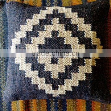 Hand Woven Kilim Pillow Cover Indian Jute Cushions 18X18 Decorative Throw Shams