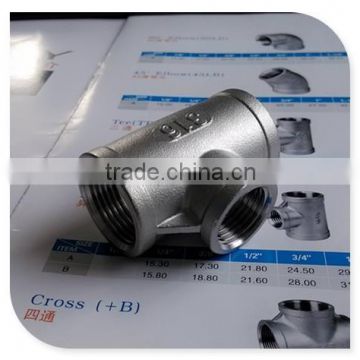 304 316 stainless steel threaded pipe tee fitting, class 150, NPT thread