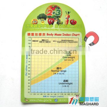 Fridge Magnetic Memo Sheet With Body Mass Index Chart