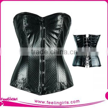 Wholesale Fashion Black Overbust Leather Corset