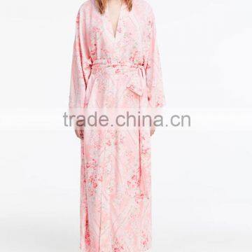 Wholesale Sexy Long Elengant Women 100% Viscose Digital Printing Woven Rayon Sleep Kimono Robes