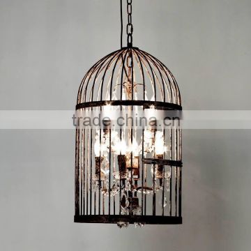 Big stylish peoject metal crystal birdcage chandelier