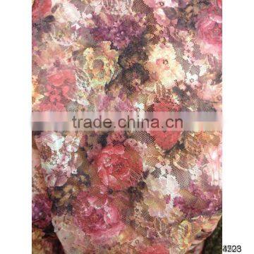 design polyester shiny digital swiss lace fabric