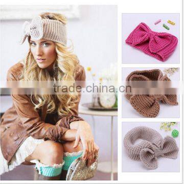 Wholesale Acrylic Crochet Headbands Handmade Bowknot Knitted Ear Warmer