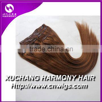 BEST QUALITY 18inch straight human cheap clip hair extension/clip in hair extension