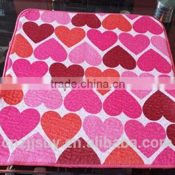 Dish Drying Mat (Heart-shaped Printed Terry Cloth+Stripe Terry Cloth+5mm Sponge)