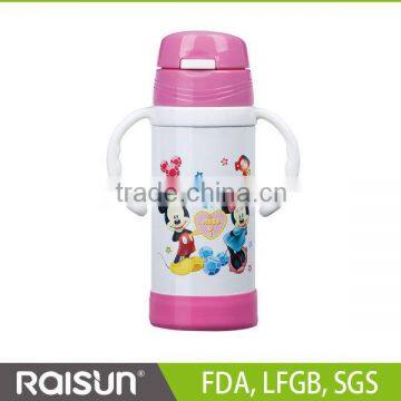 2014 hot sale cartoon double wall stainless steel kids baby water bottle 220ML 350ML 600ML 800ML