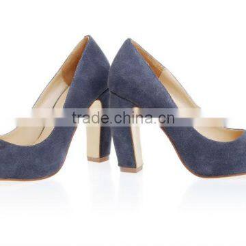 2016 Solid color big size blue wedding shoe with high heel and platform guangzhou