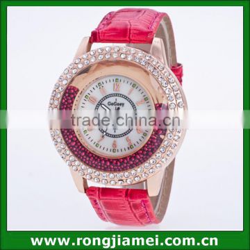 Hot selling wholesale girl diamond cute leather watch