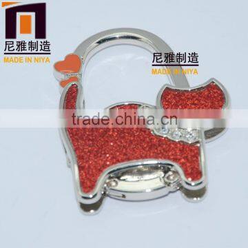 High quality fashion lady metal foldable handbag hanger with red cat