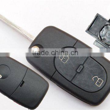 Cheap car key replacement for VW with 2+panic button flip remote key blank(round)