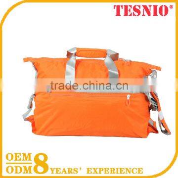 Orange Foldable Travel Fancy Soft Luggage Laptop Bag, Leather Duffel Gym Bag