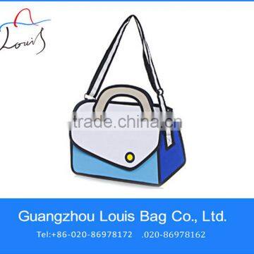 2D cartoon school bag,3D Messager Bag,quality cartoon shoulder bag