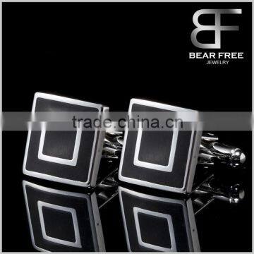 Mens Square Black Modern Ornate Wedding Shirts Cufflinks 1 Pair Set