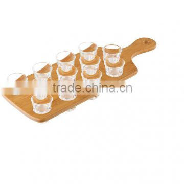 2015 NEW Custom Beer Tasting Serving tray Paddle bamboo Beer Flight Drinks Paddle Board for 12 Shot Bars Clubs and Events