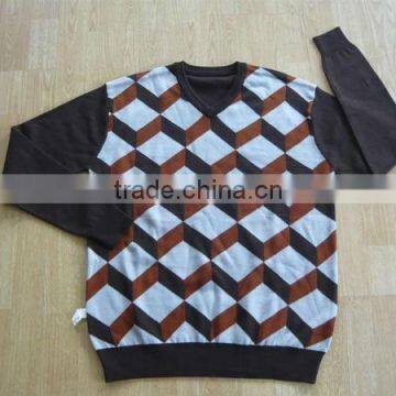 Cube block jacquard sweater