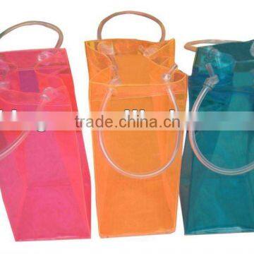 Clear PVC wine cooler bag with hanger/ wine bottle bag /PVC bag.