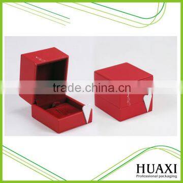 Hot Sale Red Pu Leather Velvet Plastic Jewelry Box Ring Packaging Box