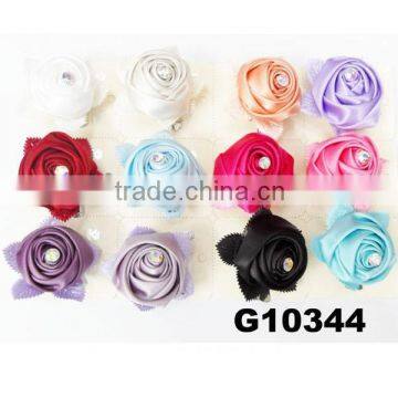 fashion crystal satin rose flower hair clip