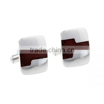 Square stainless steel mens wood cufflinks