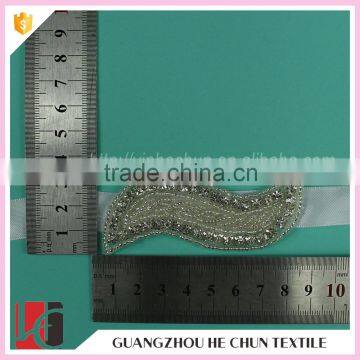 HC-7598-1 Hechun Leaf Shape Beaded Rhinestone Appliques for Bride Sash photo-4