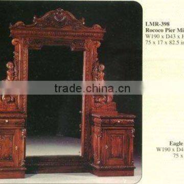 Rococo Pier Mirror Mahogany Indoor Furniture.
