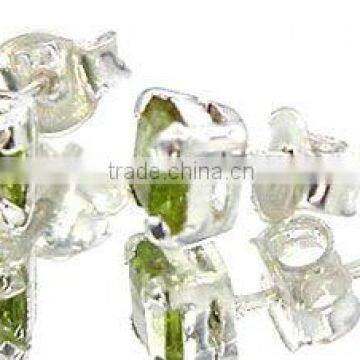 1.30ctw Genuine Peridot Square .925 Sterling Silver Stud Earrings