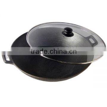 chinese black wok with glass lid