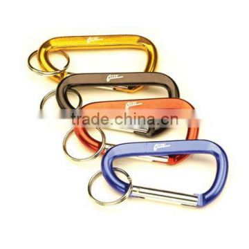 D Shaped Aluminum Carabiner with Keyring