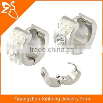 New Fashion Stainless Steel Hoop Earrings Fancy Ear Piercing Jewelry with Charming Crystal and Pearls