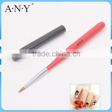 ANY Red Wood Handle Nail Paint Brush Nylon Brush with Cap