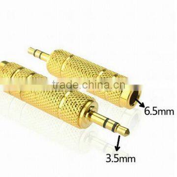 3.5mm Male to 6.5mm Female Chrome Metal Adapter 3.5 plug to 6.35 Jack Stereo Audio