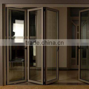 Foshan factory oem aluminum alloy bifold door aluminum profile frame double tempered glass bifold door for sale