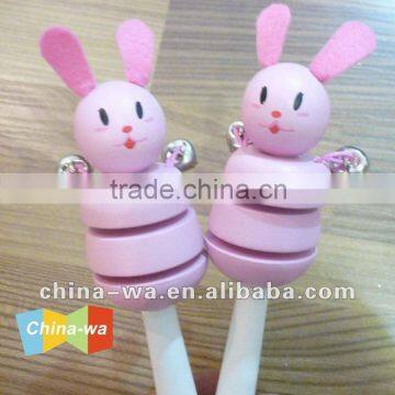 sell top popular promotion wooden rabbit baby rattle