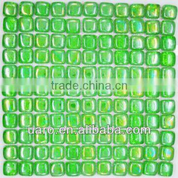 Decorative polished interlock green pebble glass mosaic tile