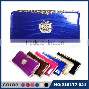 2015 new fashion lady single zipper apple pu Hand purse