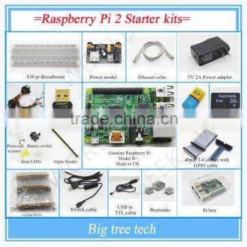 (Pi included) Raspberry Pi 2 Model B 1GB RAM Starter kits pi box cable leds breadboard Pi Cobbler Breakout Kit GPIO KIT021