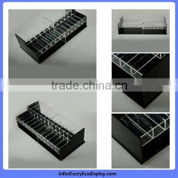 China gold manufacturer professional acrylic black makeup display stand