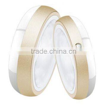 New design amazing combination ring rose gold stainless steel and white ceramic combination ring