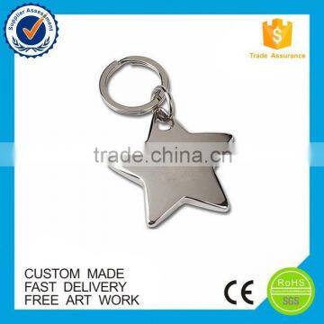 Factory directly sale cheap custom shaped metal keyring enamel star keychain