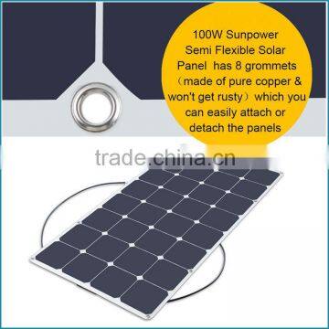 Semi flexible 100w solar cell panel with USA back contact cells