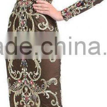 Style Z121028 embroidery crystal long sleeve short evening dress