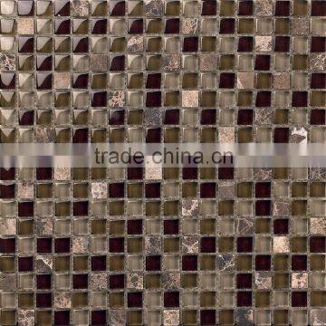 cheap crystal glass mix stone mosaic tile for home interior decoration /wallpapers(PMGS15L043)