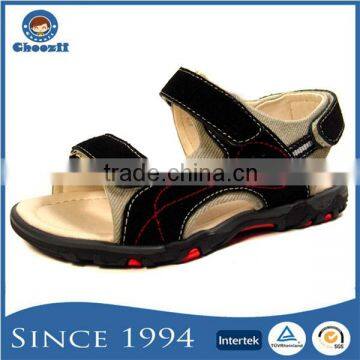 China Wholesale Soft Leather Boys Sandals with Magic Sticker Fastener