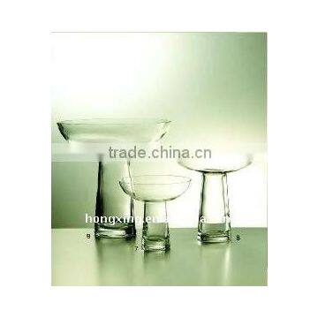 Glass Candle Holder with Wide Opening and Tapered Cylinder Base